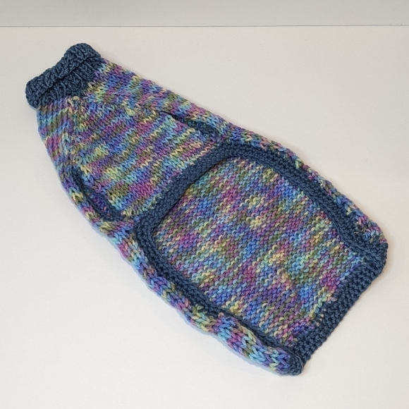 HANDMADE hand knit multicolour dog sweater medium - Picture 3 of 5